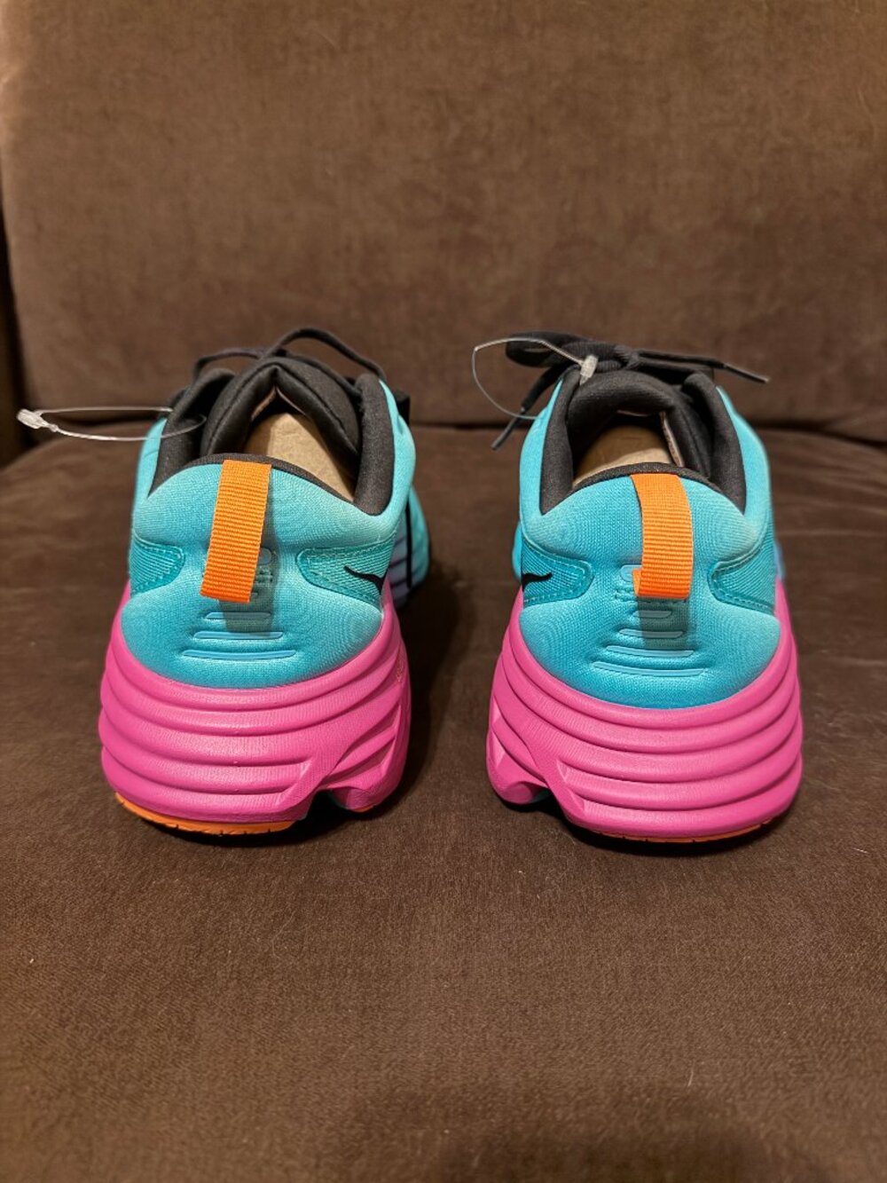 Men's HOKA One Bondi 8 Shoes Turquoise Ombre Purple Marathon Running Shoes NEW - Picture 4 of 8